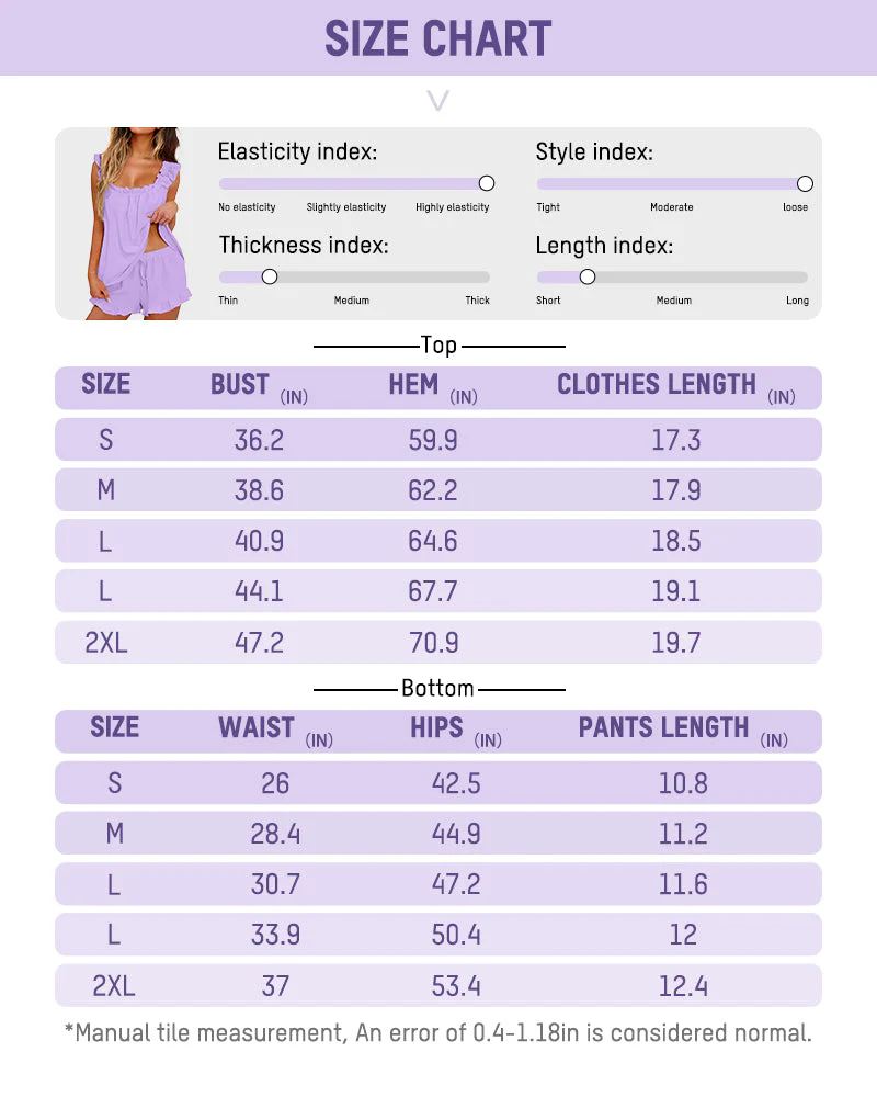 2-Piece Soft Pajama Set with Ruffle Tank Top & Shorts - Image 11