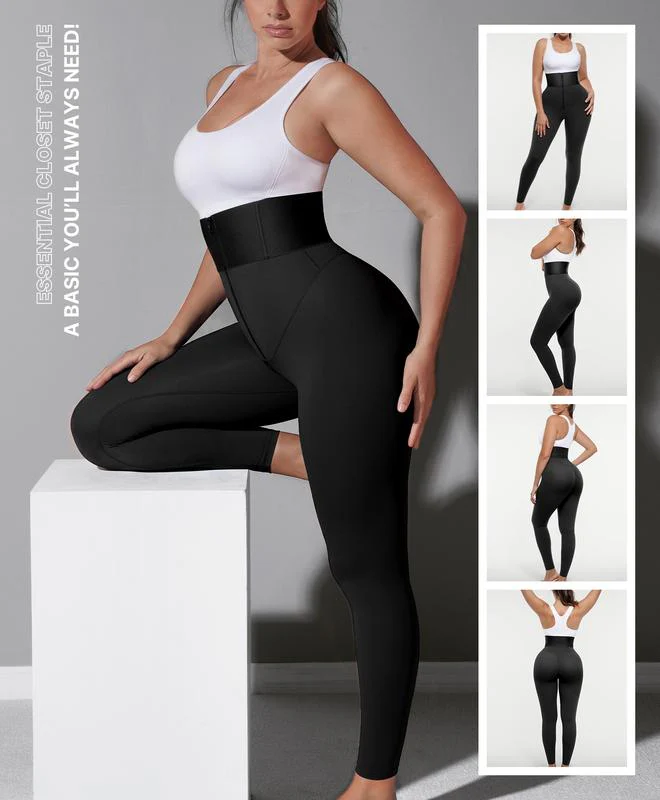 AirSlim ElasticFuse High-Waist Shaping Leggings – Tummy Control, Comfy Support, Black - Image 18