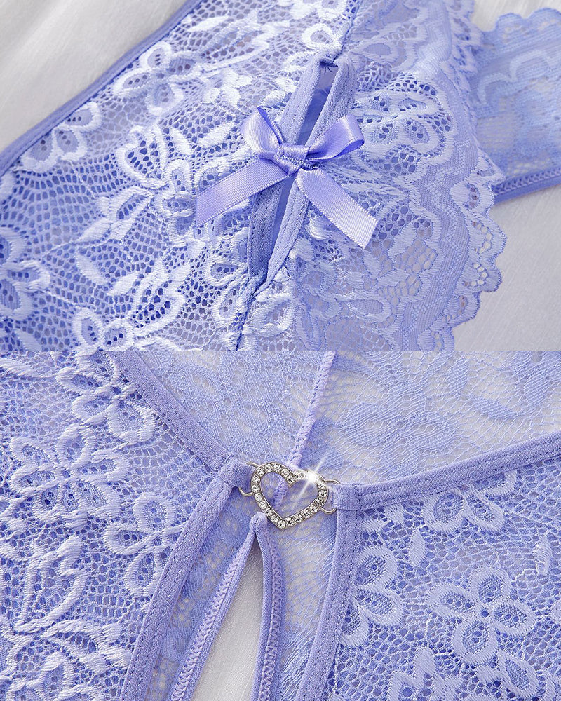 Bridal Whisper Halter Lace Crotchless Teddy - Image 16