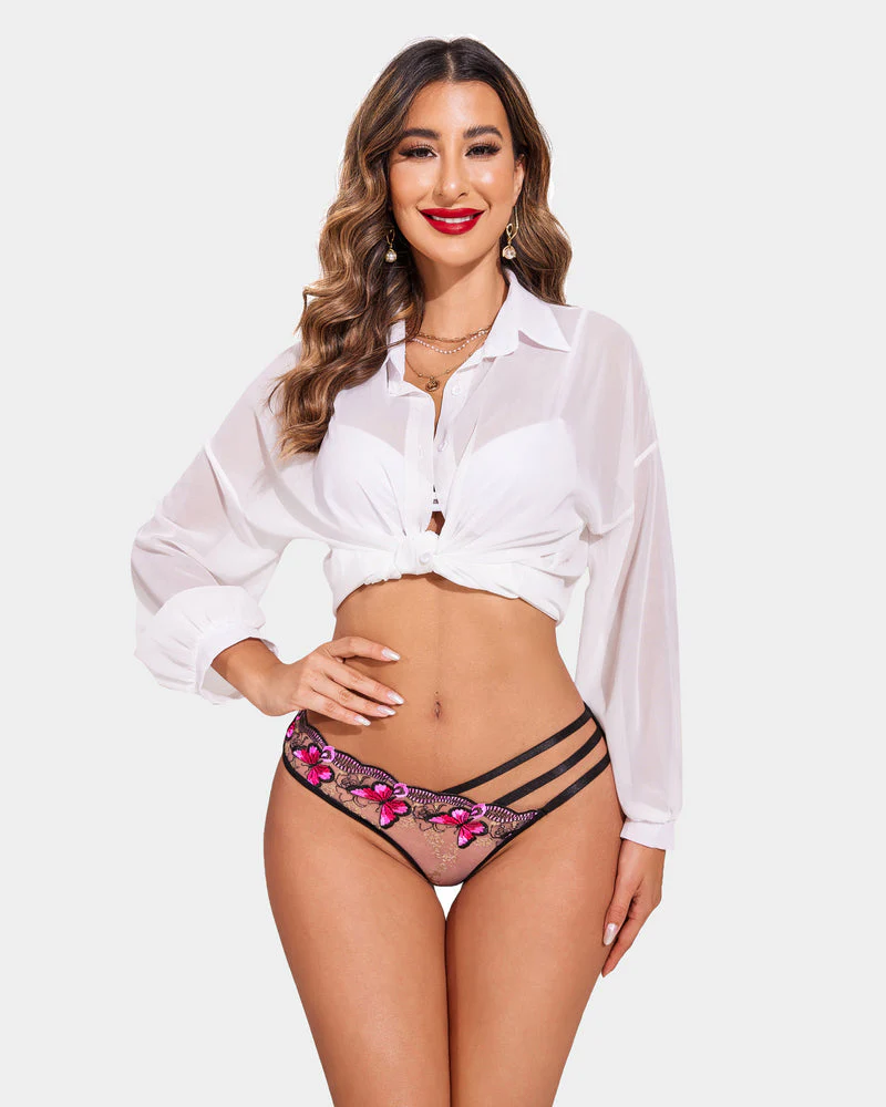 Butterfly Embroidered Mesh Panties - Image 4