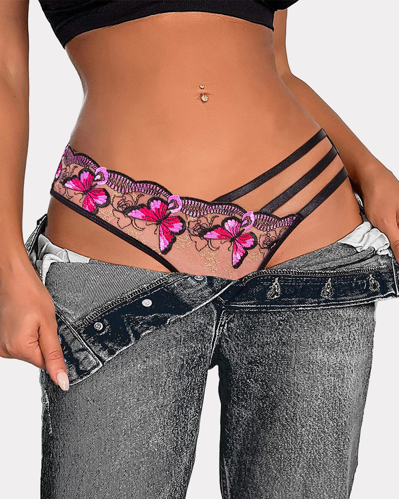 Butterfly Embroidered Mesh Panties - Image 5