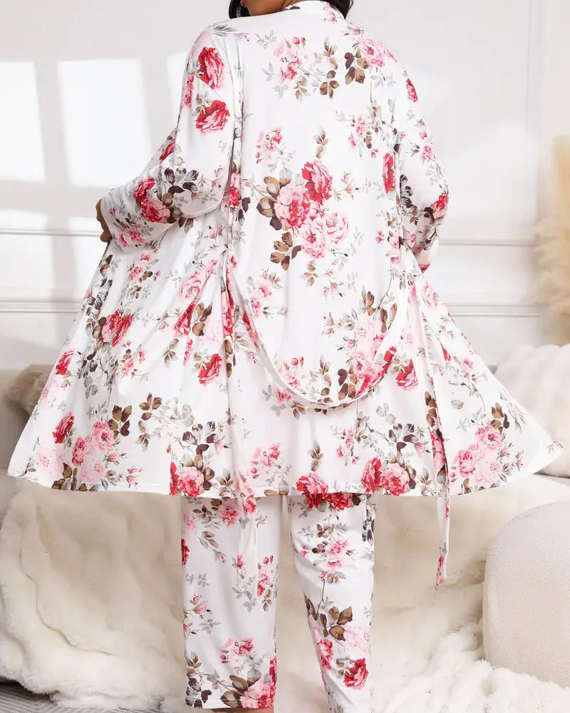 Comfy 3-Piece Pajama Set – Robe, Camisole & Long Pants - Image 7