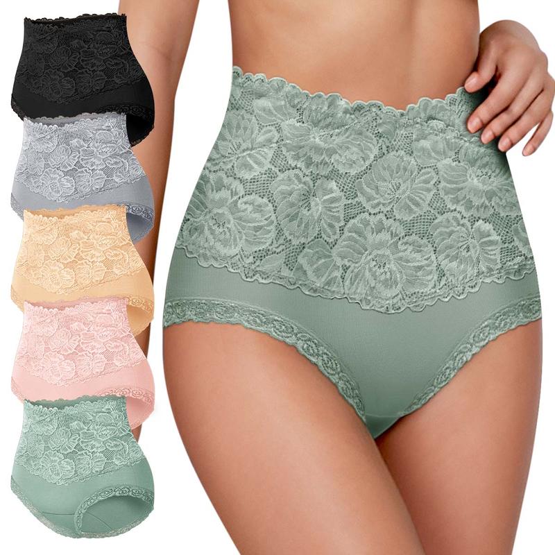 Comfy Everyday High-Waist Panties with Lace Trim, 5-Pack - Image 3