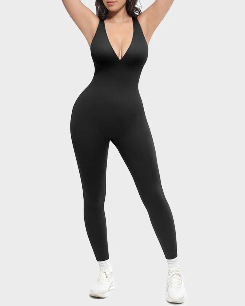 Deep V Tummy Control Sculpting Jumpsuit - Image 3
