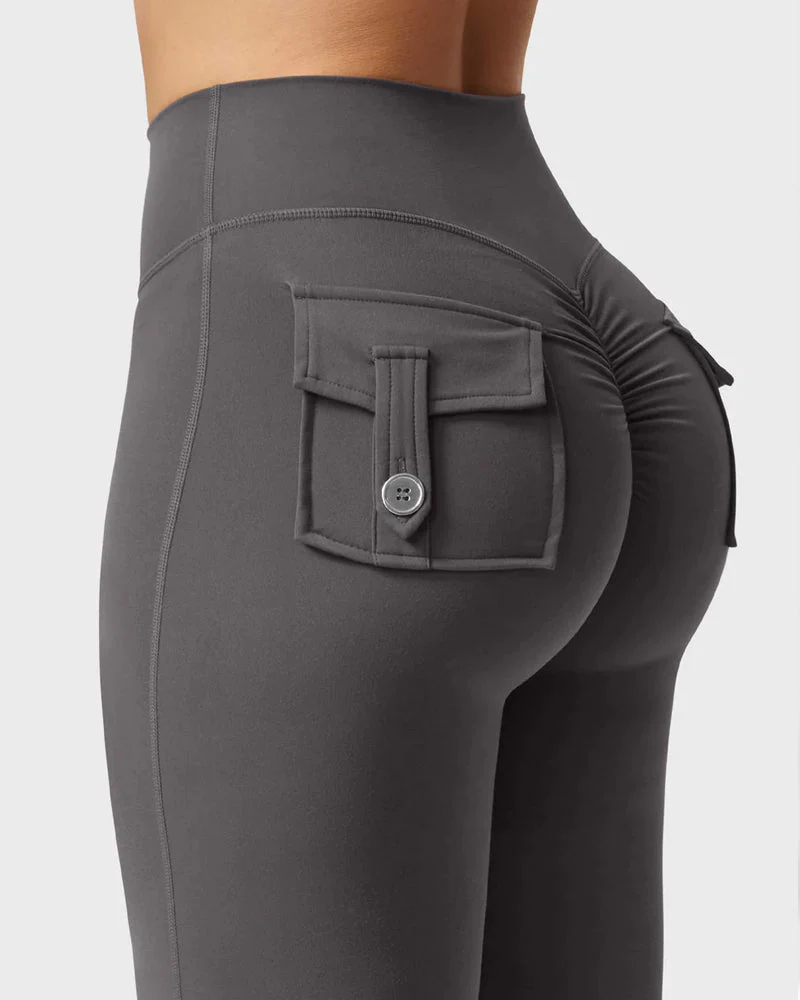 Flared Butt Lifting Leggings with Pockets - Image 3