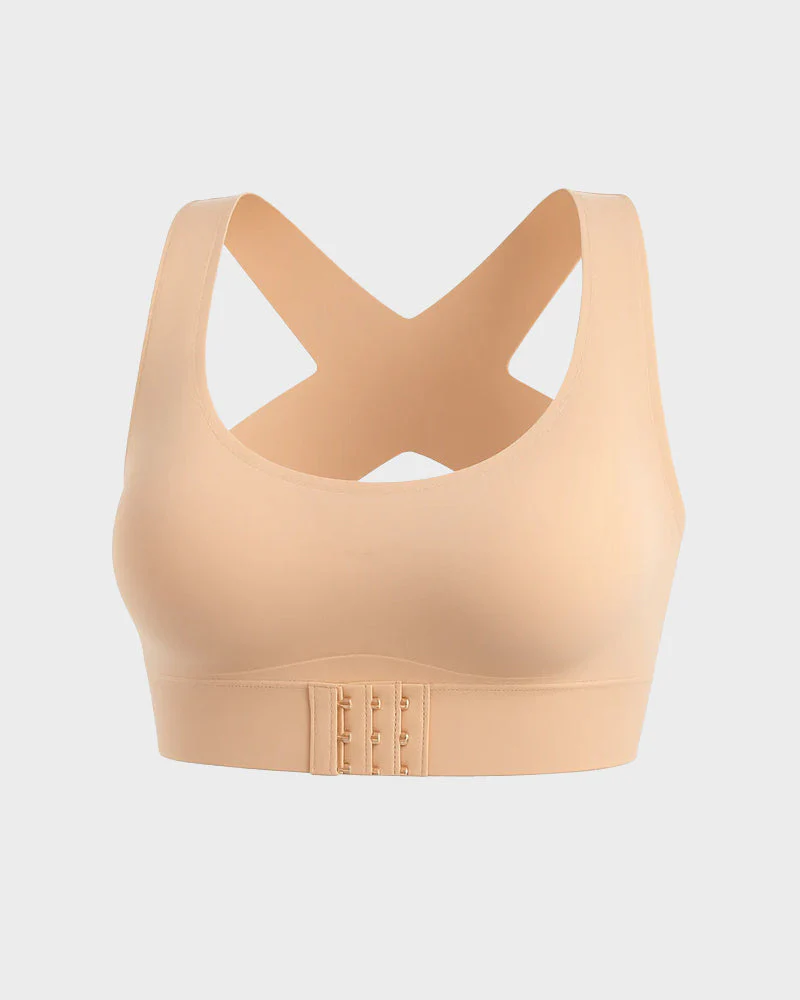 Cross Back Front Closure Wireless Posture Support Bra - Image 11