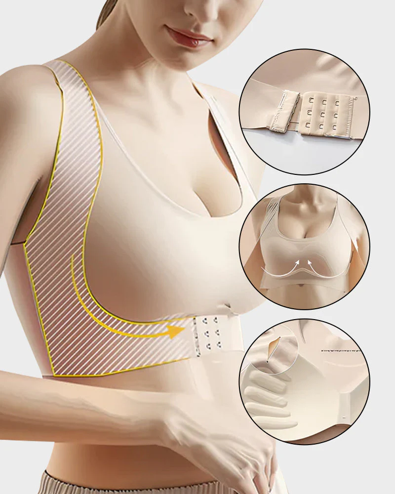 Cross Back Front Closure Wireless Posture Support Bra - Image 3