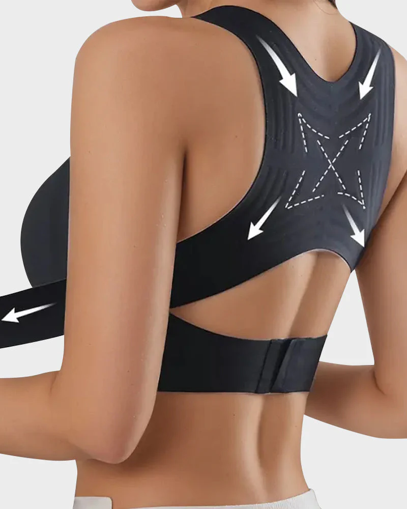 Cross Back Front Closure Wireless Posture Support Bra - Image 5