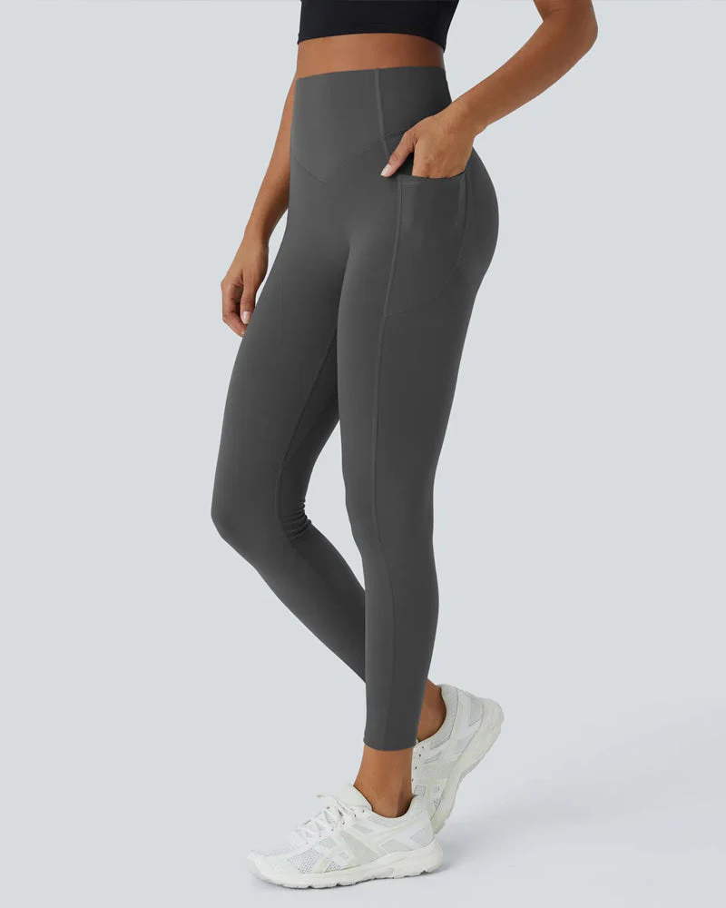 High Waisted Tummy Control Workout Leggings with Side Pockets - Image 11