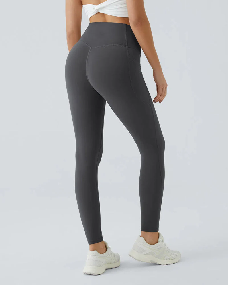 High Waisted Tummy Control Workout Leggings with Side Pockets - Image 12