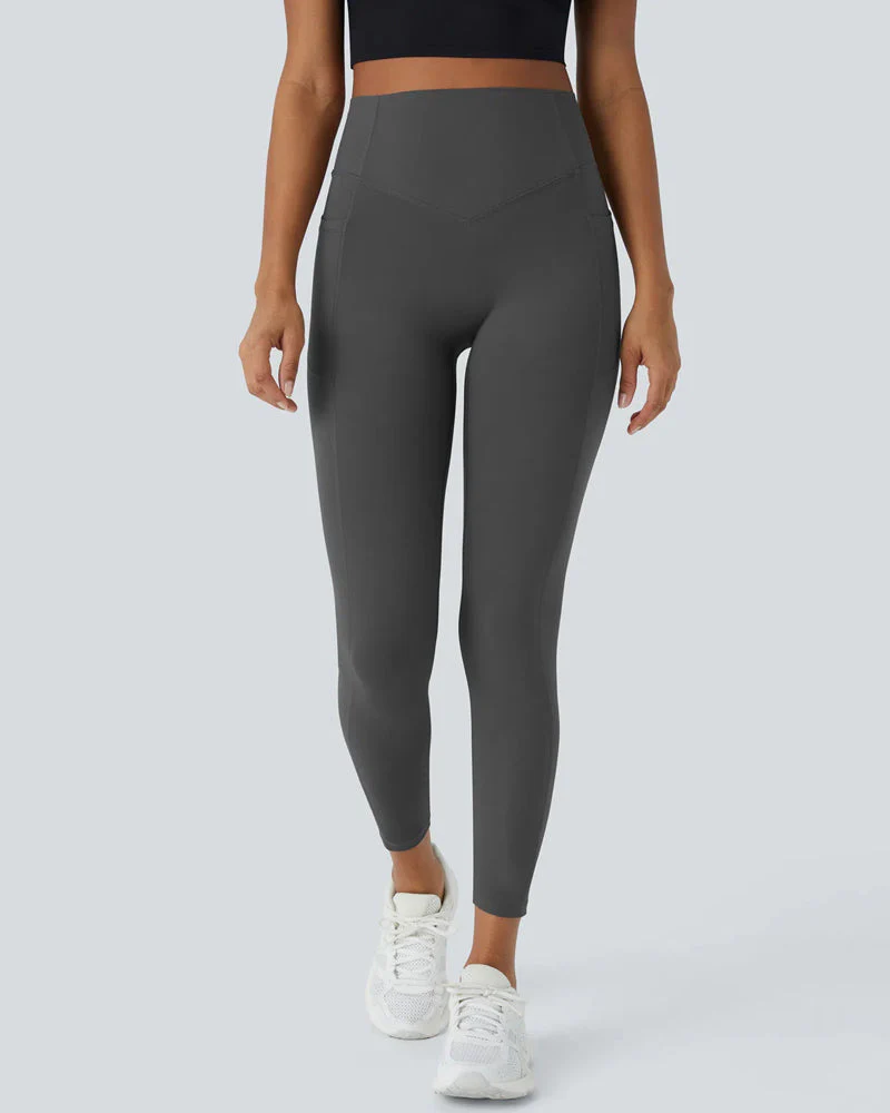 High Waisted Tummy Control Workout Leggings with Side Pockets - Image 13