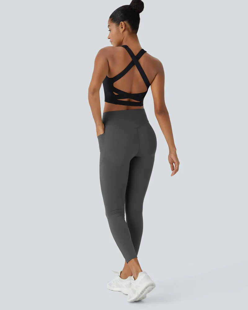 High Waisted Tummy Control Workout Leggings with Side Pockets - Image 16