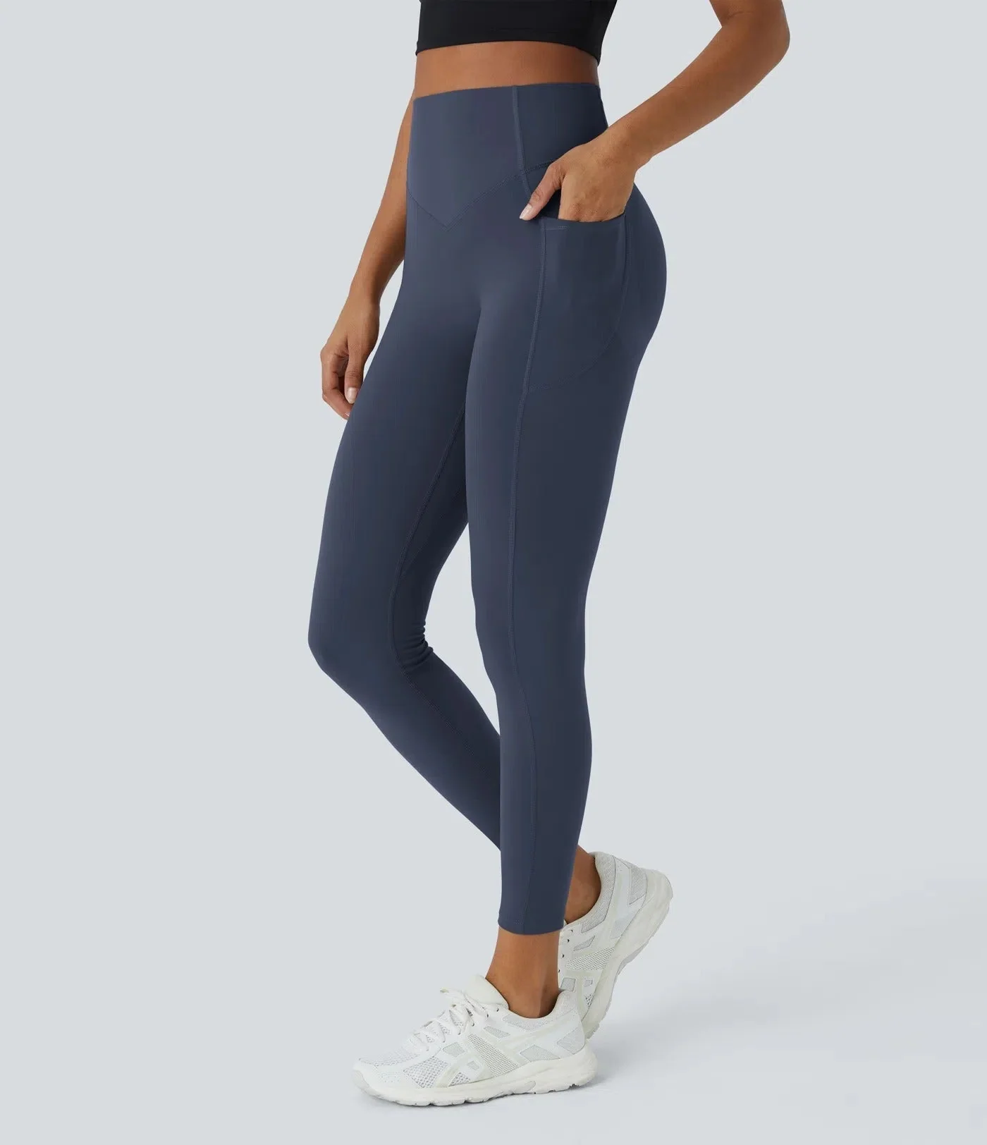 High Waisted Tummy Control Workout Leggings with Side Pockets - Image 17