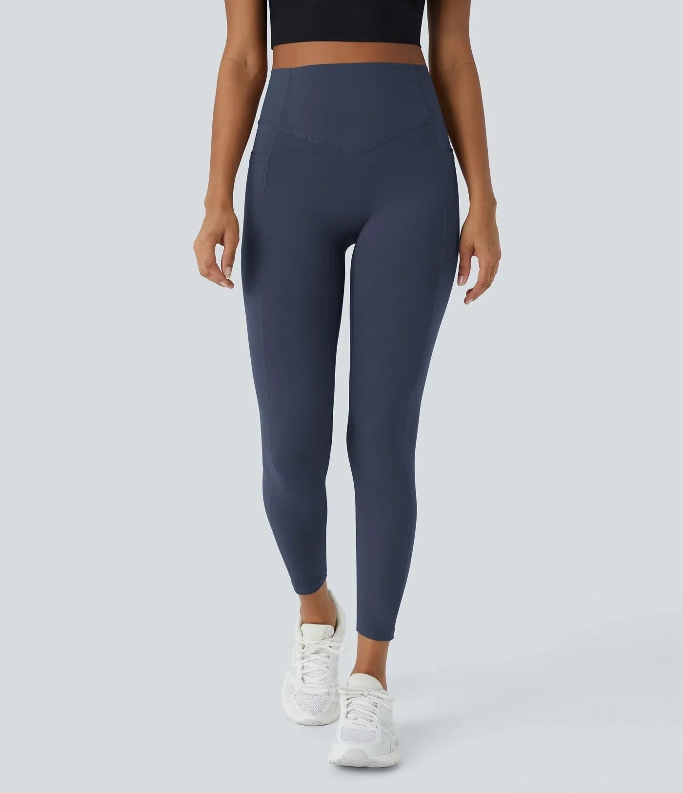 High Waisted Tummy Control Workout Leggings with Side Pockets - Image 18