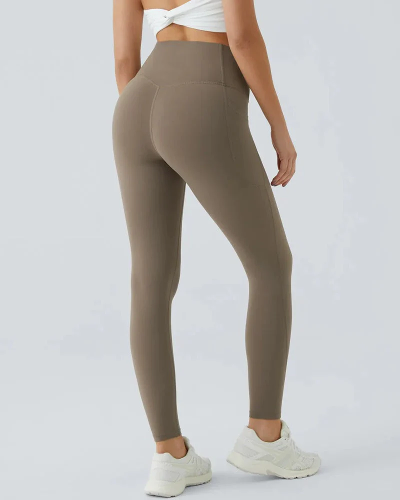High Waisted Tummy Control Workout Leggings with Side Pockets - Image 22