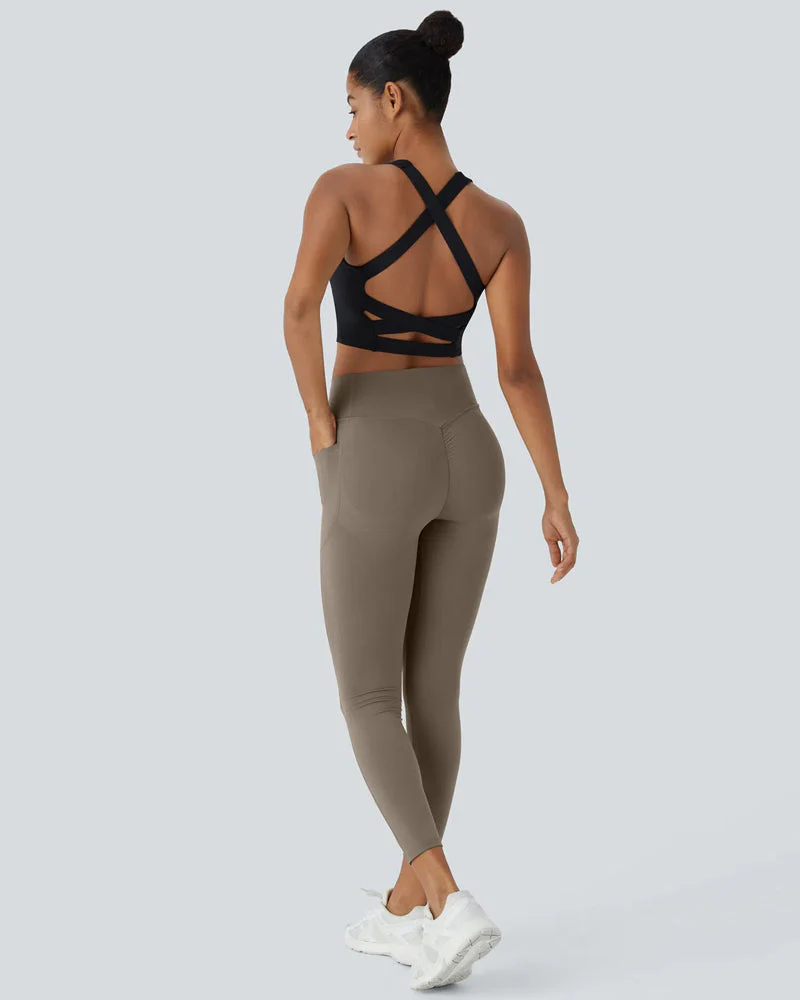 High Waisted Tummy Control Workout Leggings with Side Pockets - Image 24