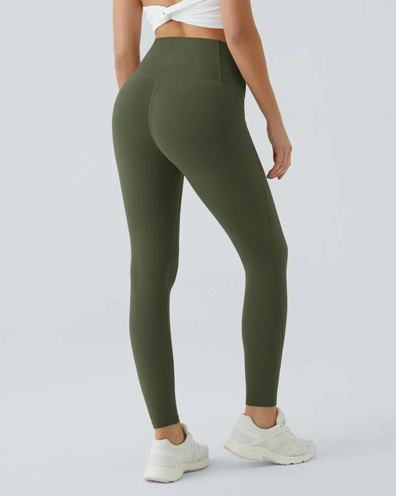High Waisted Tummy Control Workout Leggings with Side Pockets - Image 29