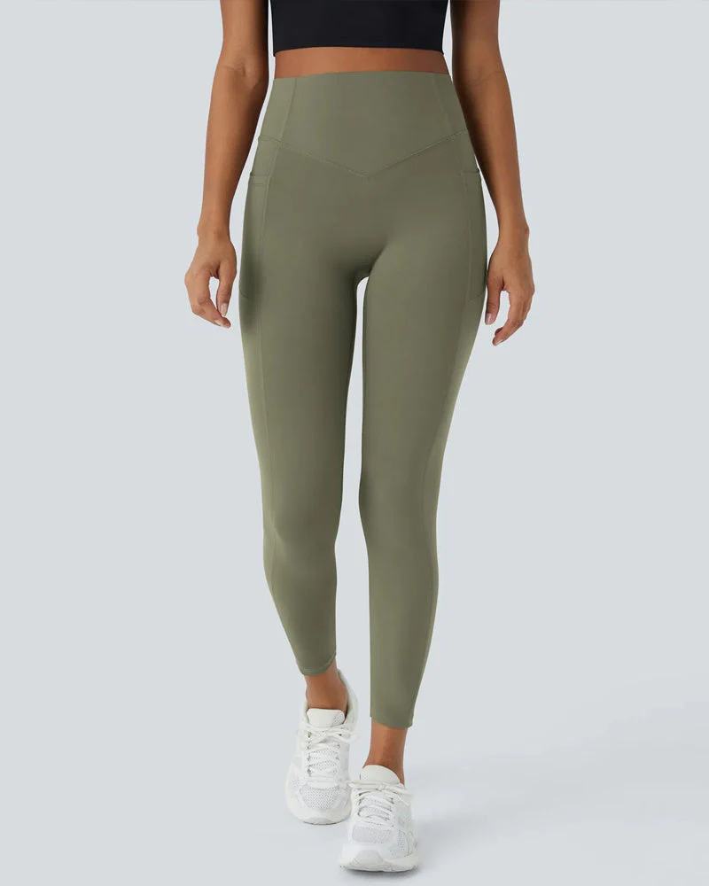 High Waisted Tummy Control Workout Leggings with Side Pockets - Image 31