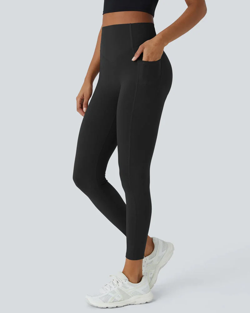 High Waisted Tummy Control Workout Leggings with Side Pockets - Image 7