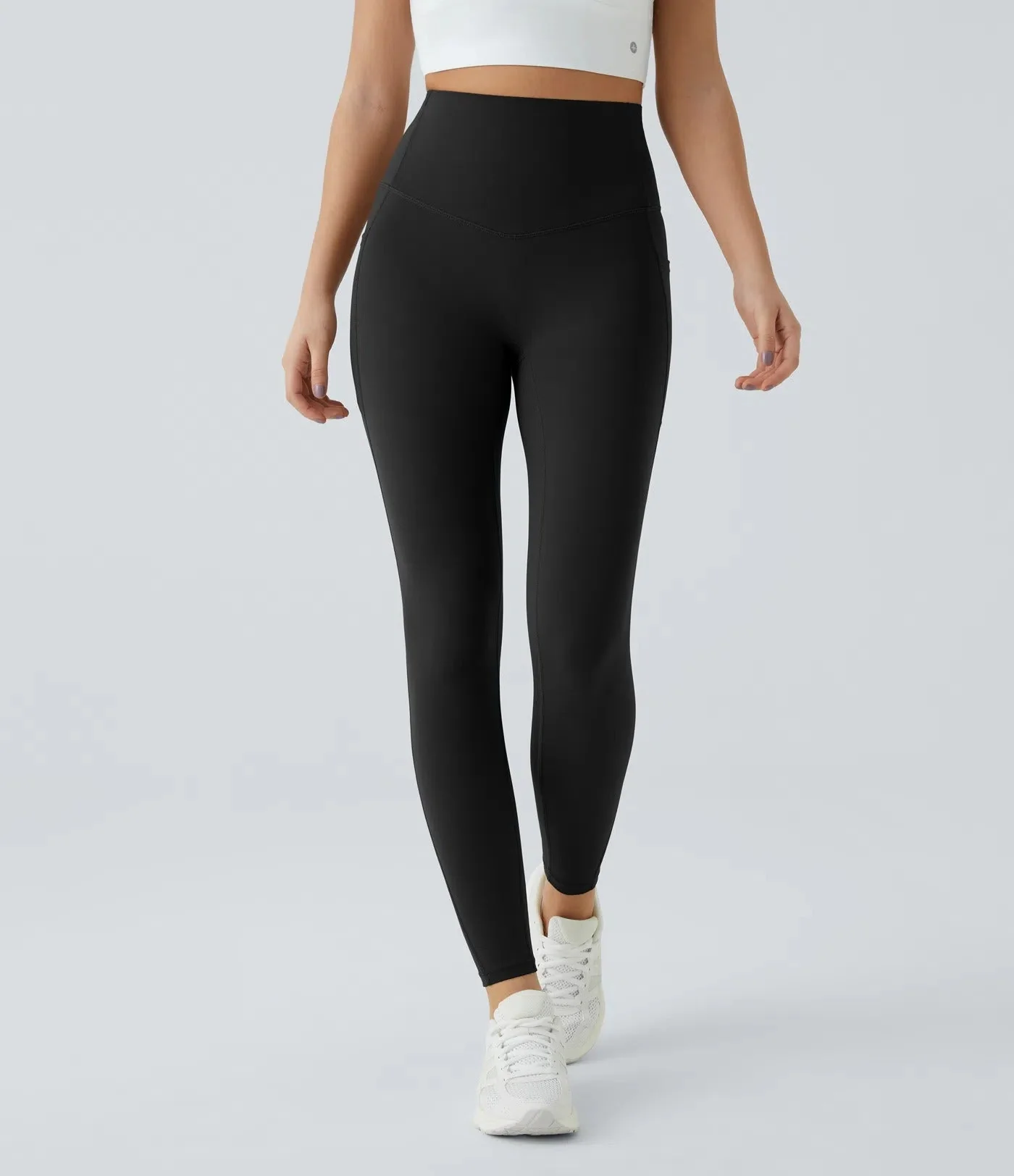 High Waisted Tummy Control Workout Leggings with Side Pockets - Image 9