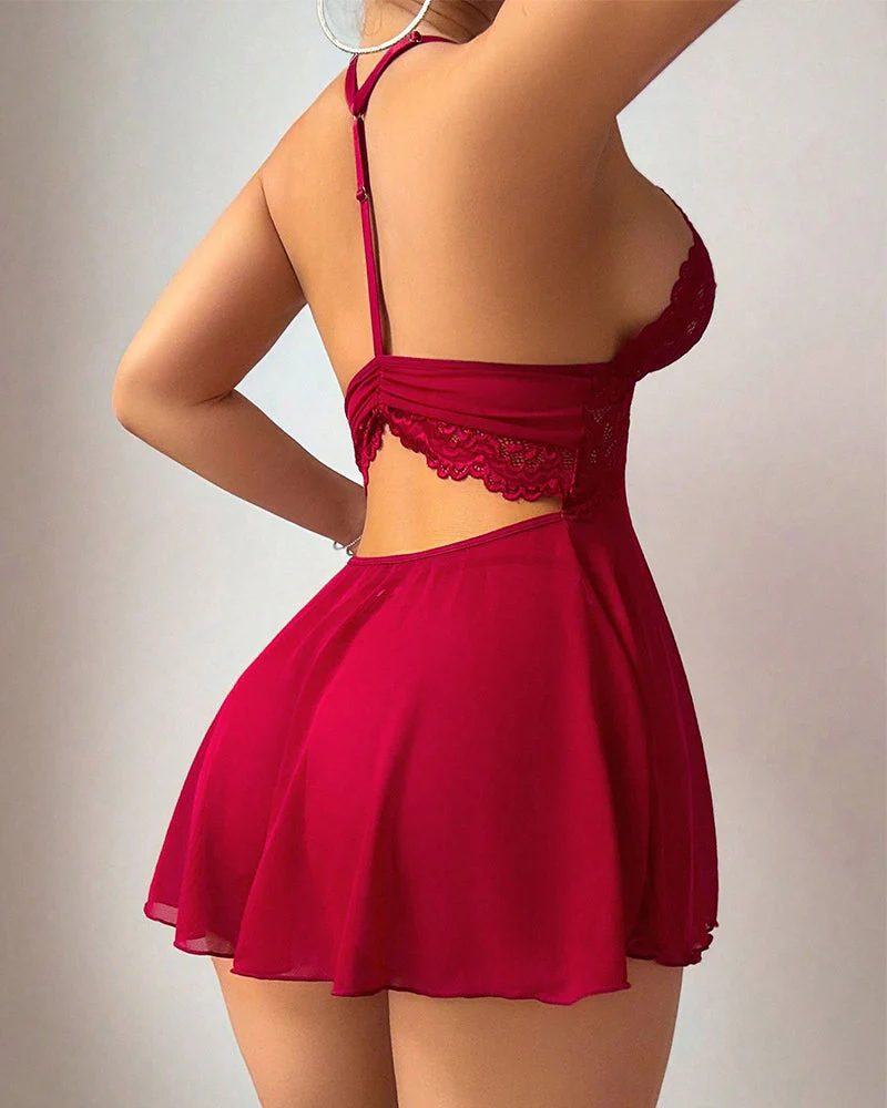 Lace Mesh Backless Babydolls - Image 19