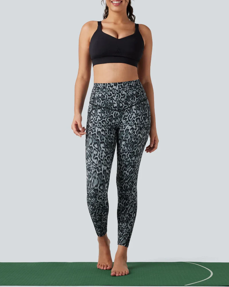 Leopard High Waisted Tummy Control Workout Leggings with Side Pockets - Image 11