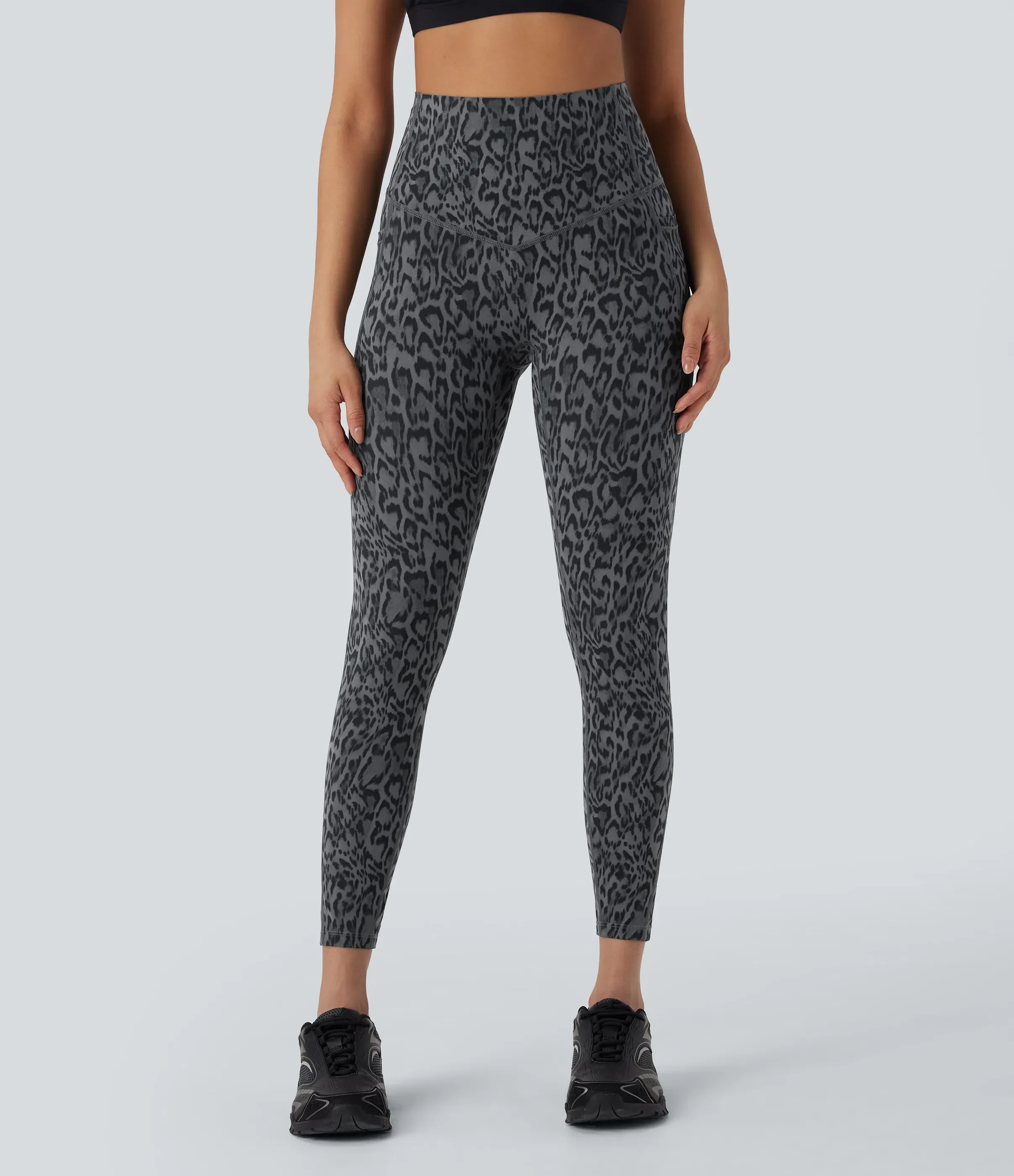Leopard High Waisted Tummy Control Workout Leggings with Side Pockets - Image 13