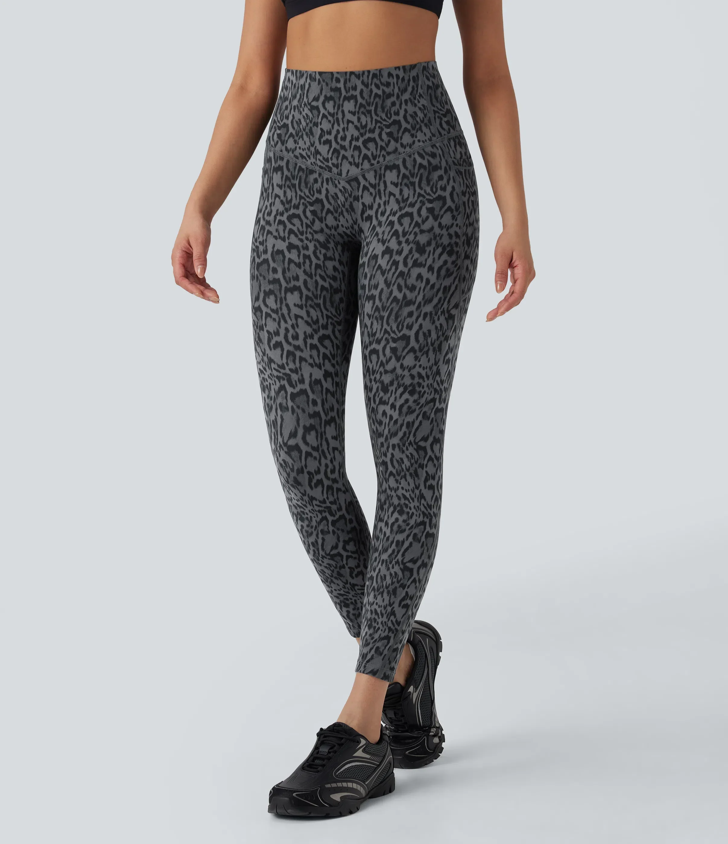 Leopard High Waisted Tummy Control Workout Leggings with Side Pockets - Image 14