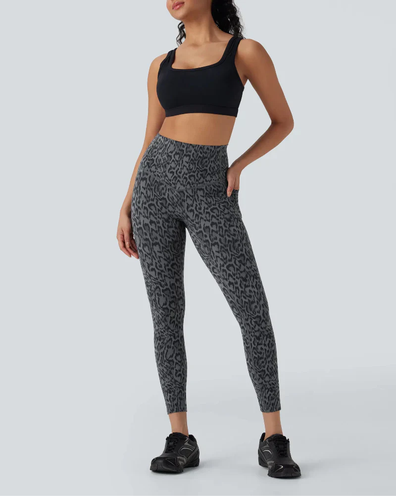 Leopard High Waisted Tummy Control Workout Leggings with Side Pockets - Image 16