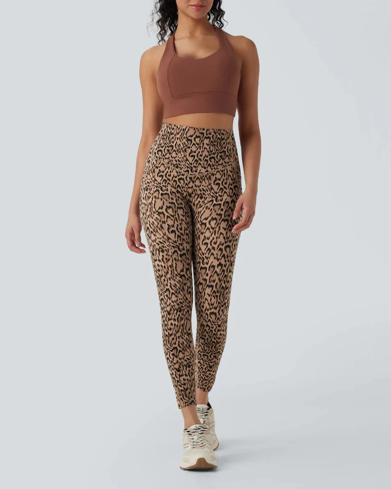 Leopard High Waisted Tummy Control Workout Leggings with Side Pockets - Image 5