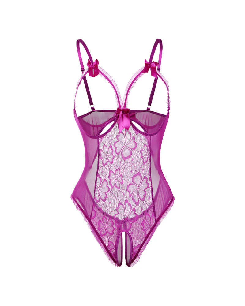 Crotchless Lace Mini Bodysuit - Image 11