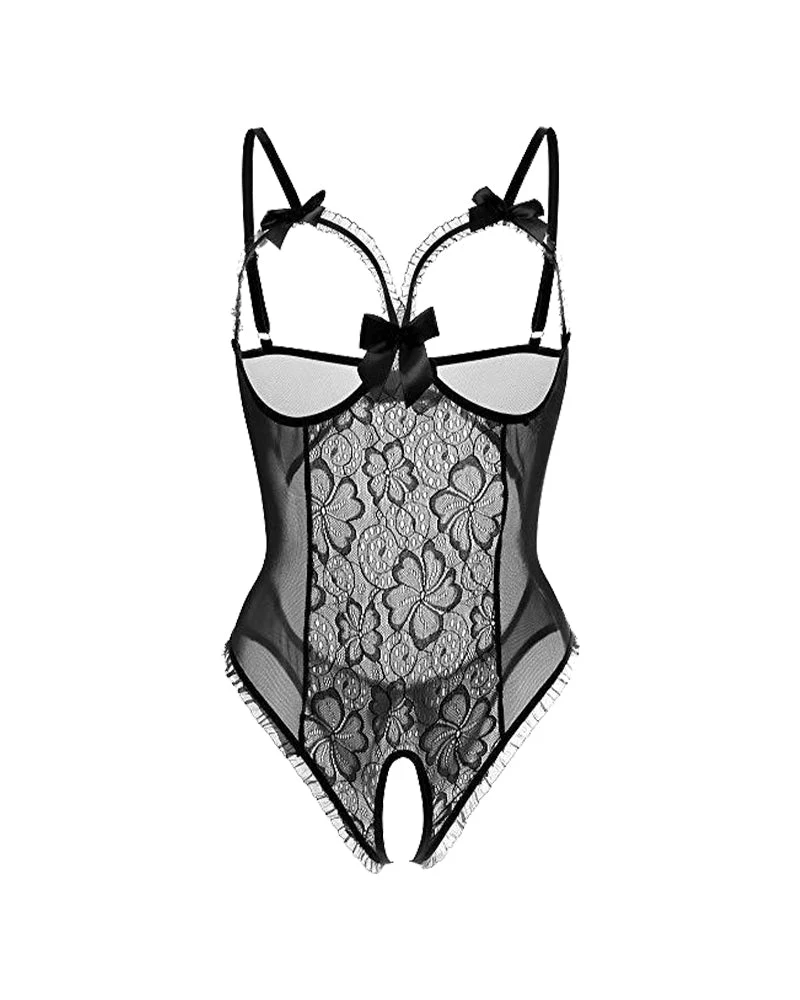Crotchless Lace Mini Bodysuit - Image 12