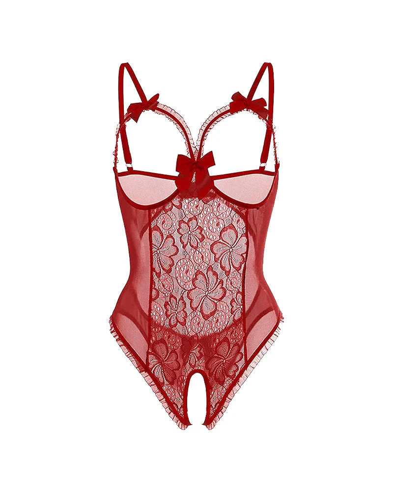 Crotchless Lace Mini Bodysuit - Image 13