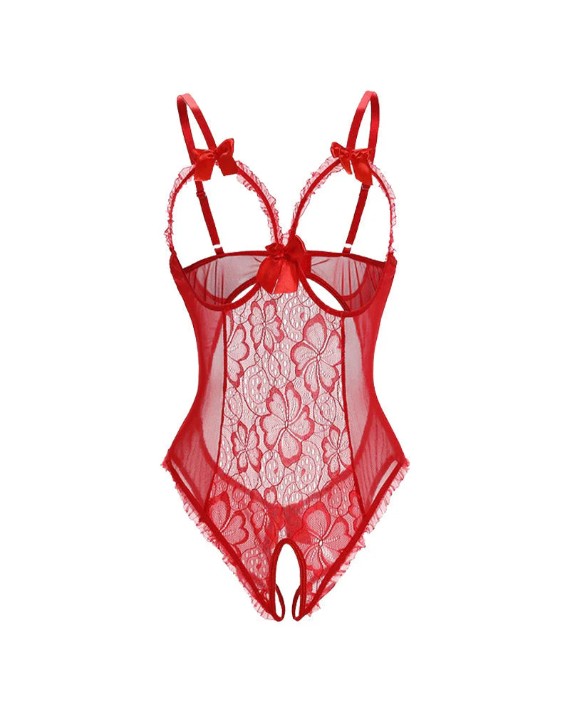 Crotchless Lace Mini Bodysuit - Image 14