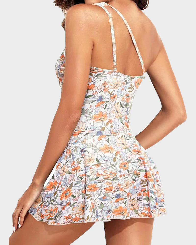 One-Shoulder Tummy Control Swim Dress - Image 13