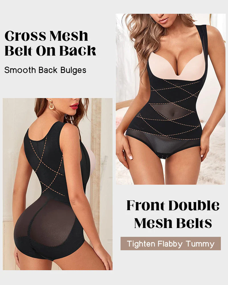 Open Bust Cross Compression Body Shaper - Image 10