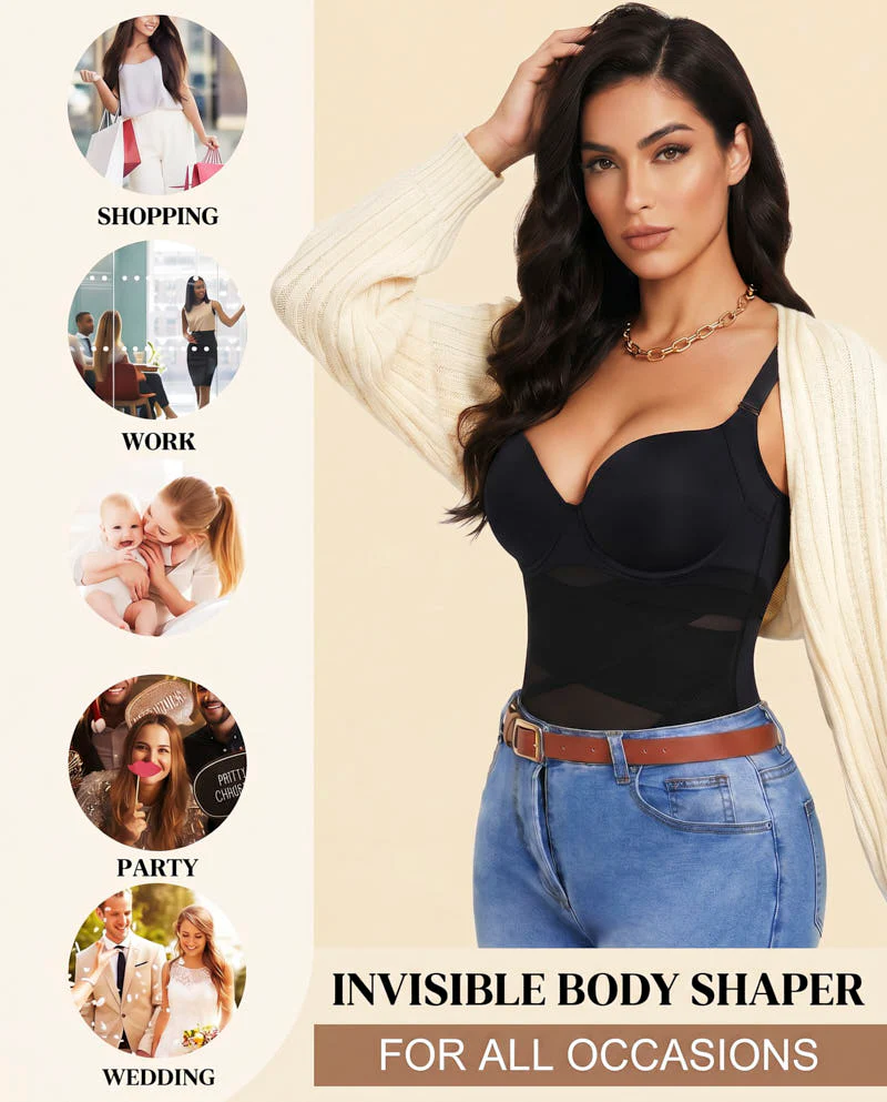 Open Bust Cross Compression Body Shaper - Image 11