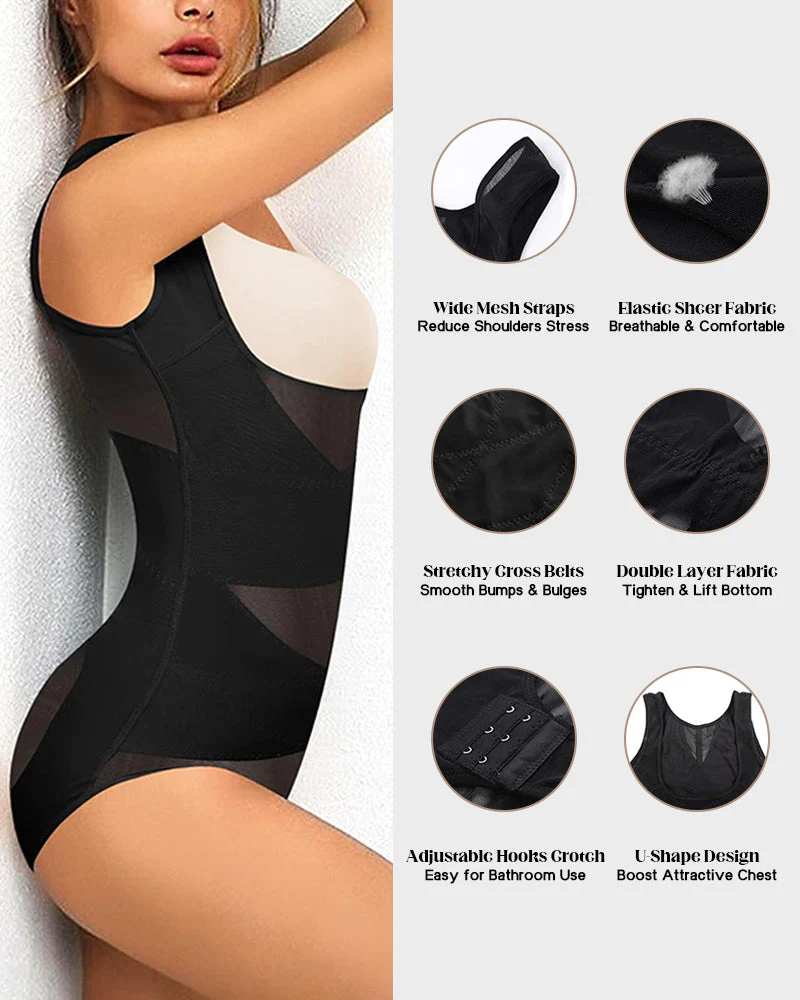 Open Bust Cross Compression Body Shaper - Image 12