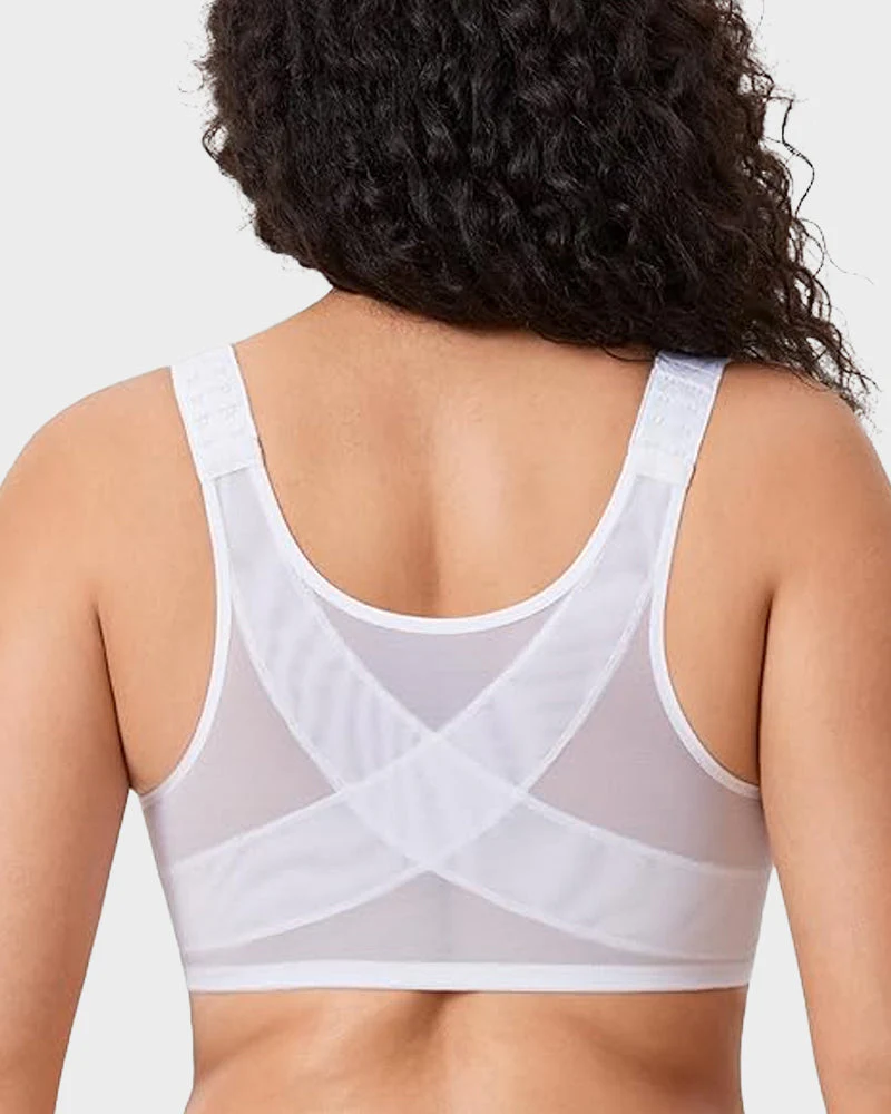 Front Closure Underwire Unlined Back Support Plunge Bra - Image 17