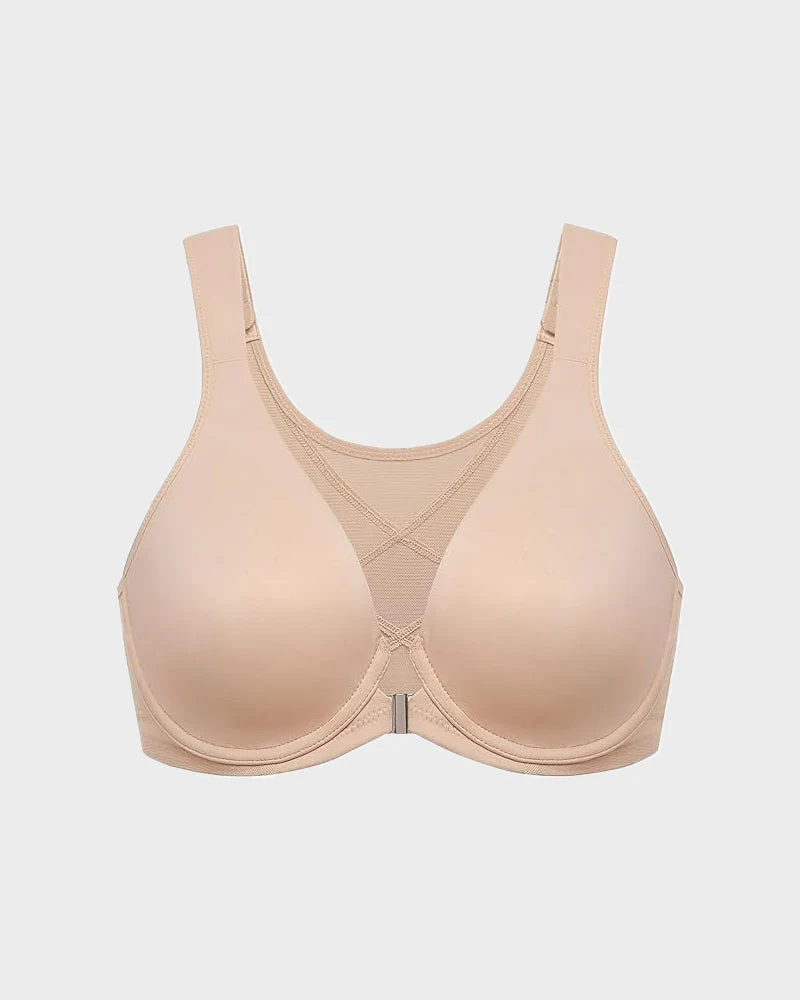 Front Closure Underwire Unlined Back Support Plunge Bra - Image 19