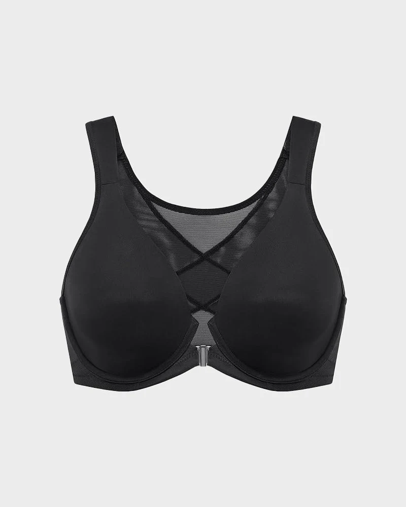 Front Closure Underwire Unlined Back Support Plunge Bra - Image 20