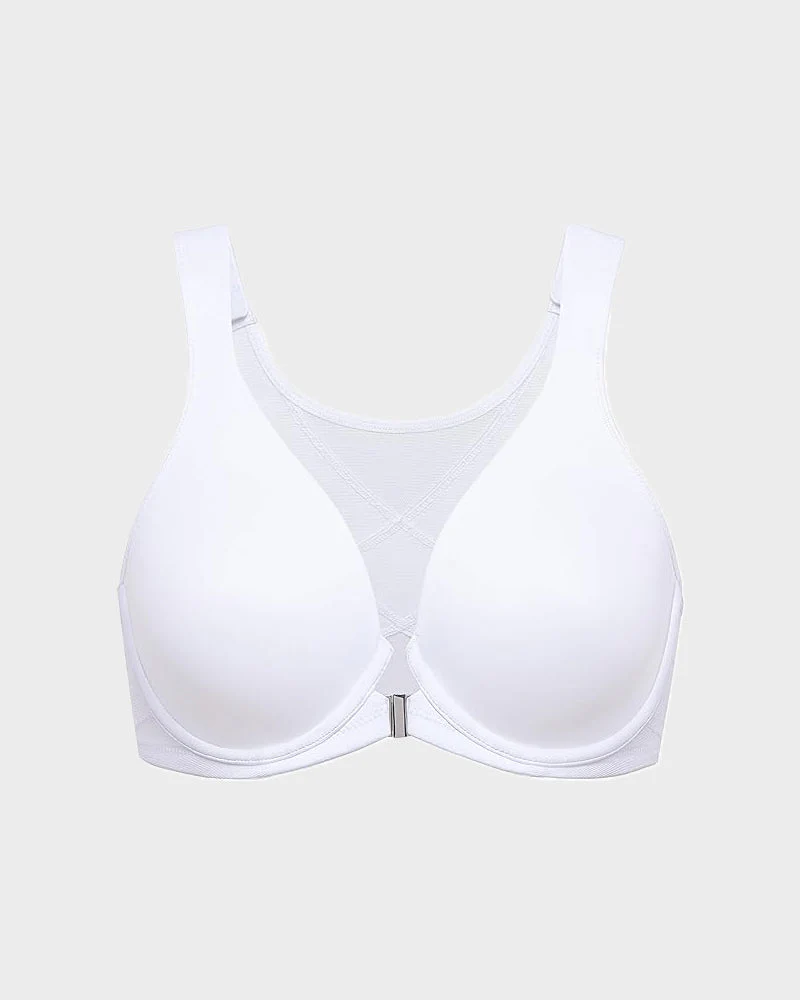 Front Closure Underwire Unlined Back Support Plunge Bra - Image 21