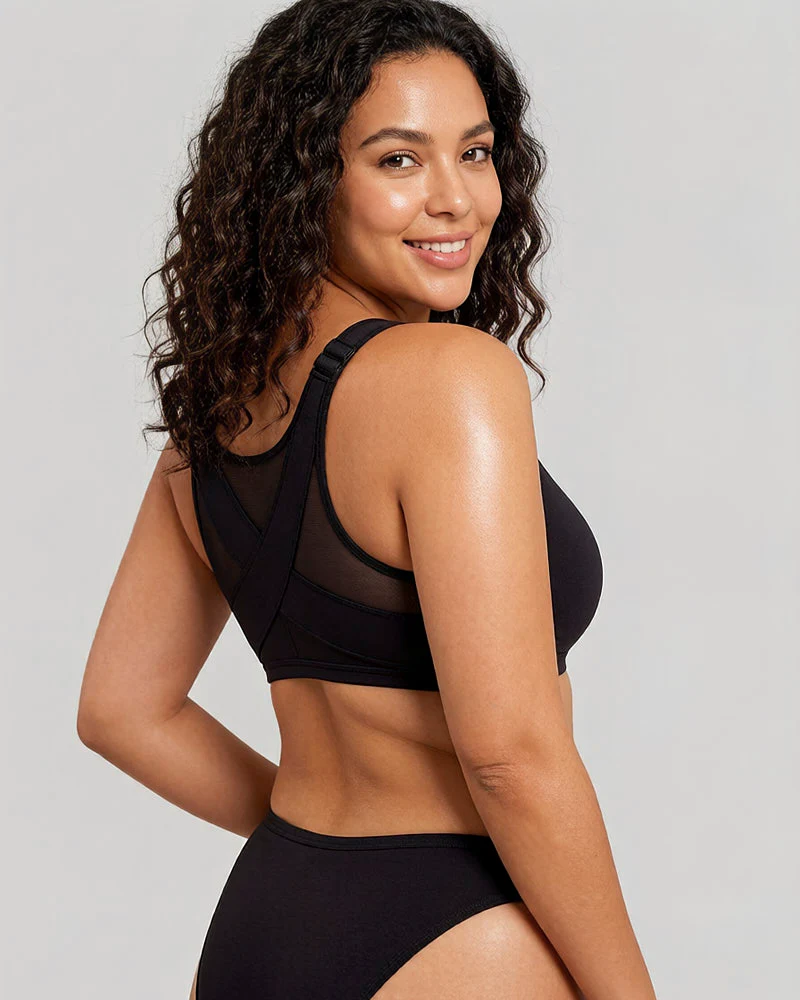 Front Closure Underwire Unlined Back Support Plunge Bra - Image 8