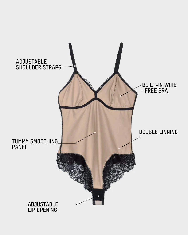 Deep V Sexy Lace Sculpting Thong Bodysuit - Image 6