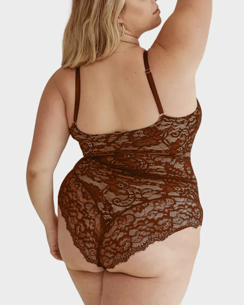Deep V Sexy Lace Sculpting Thong Bodysuit - Image 7