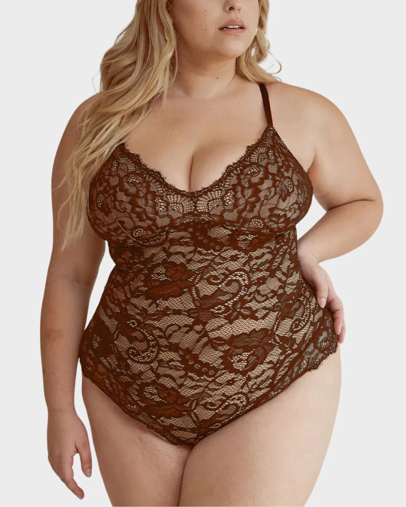Deep V Sexy Lace Sculpting Thong Bodysuit - Image 8