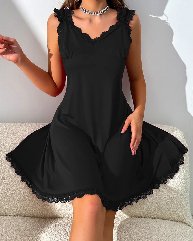 Sexy V-Back High Slit Lace Nightgown - Image 19