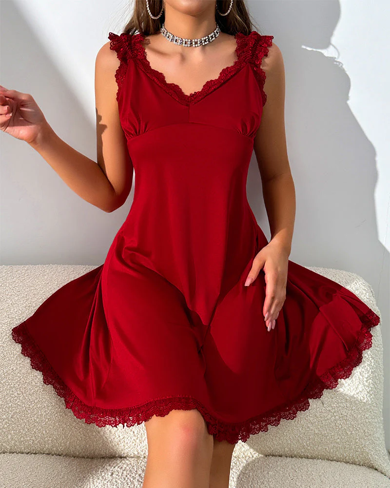 Sexy V-Back High Slit Lace Nightgown - Image 9