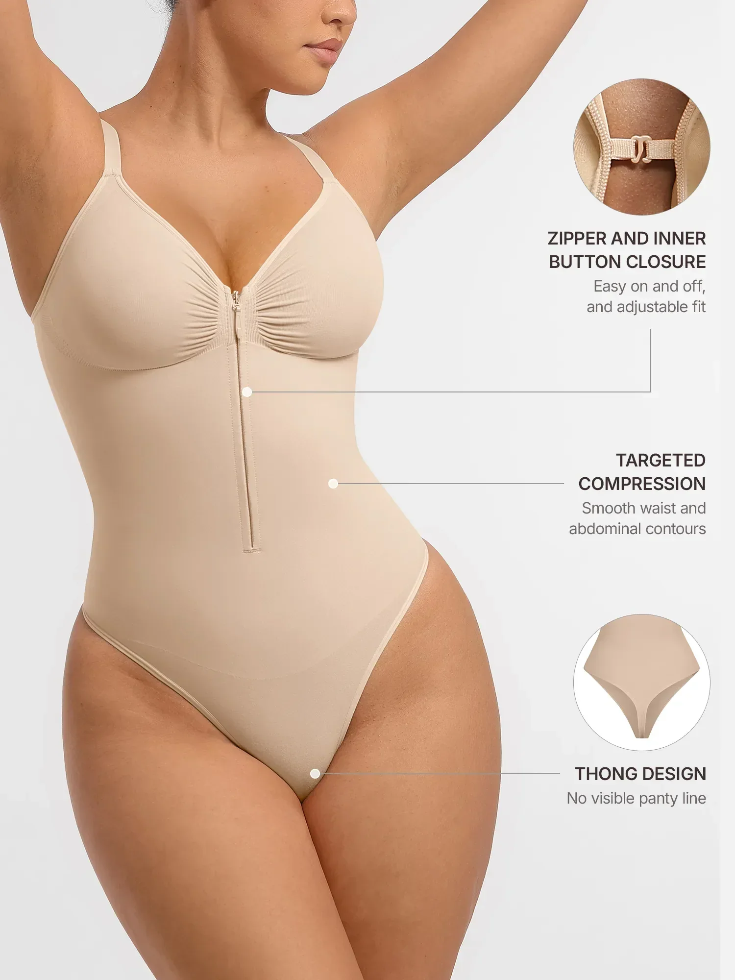 Shape-curve Tummy Control Seamless Zipper Shaping Bodysuit - Image 13