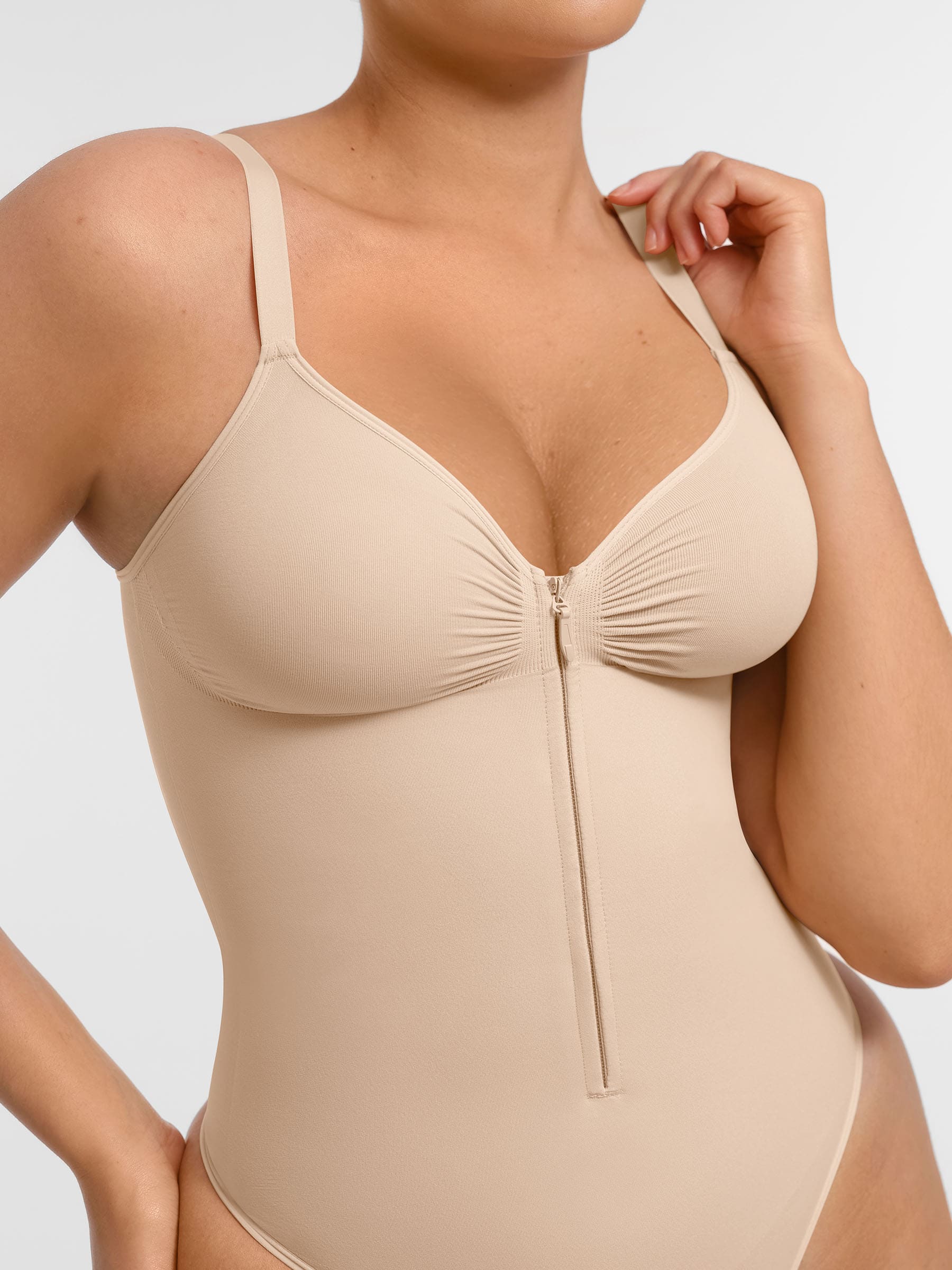 Shape-curve Tummy Control Seamless Zipper Shaping Bodysuit - Image 16